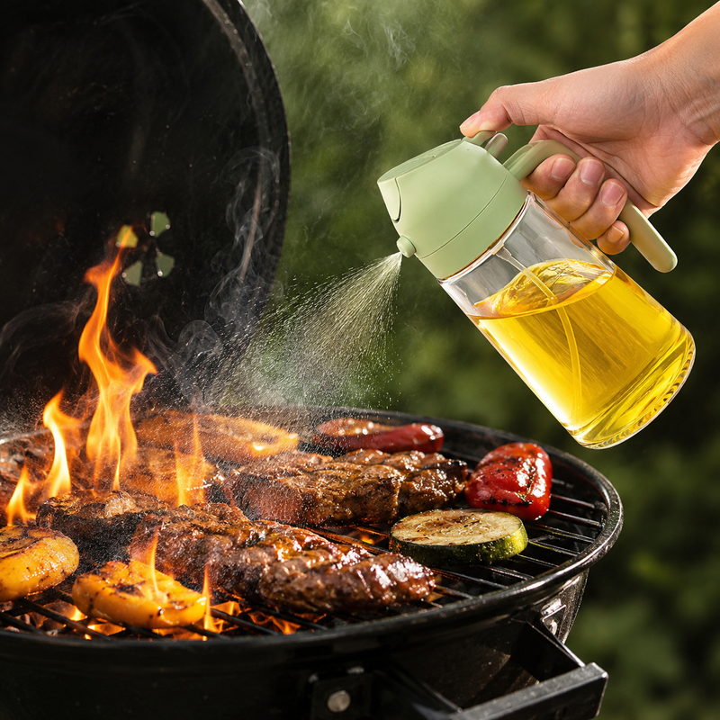 500ml Glass Oil Sprayer Bottle – Reusable Fine Mist Oil Mister for Cooking & Salad Dressing