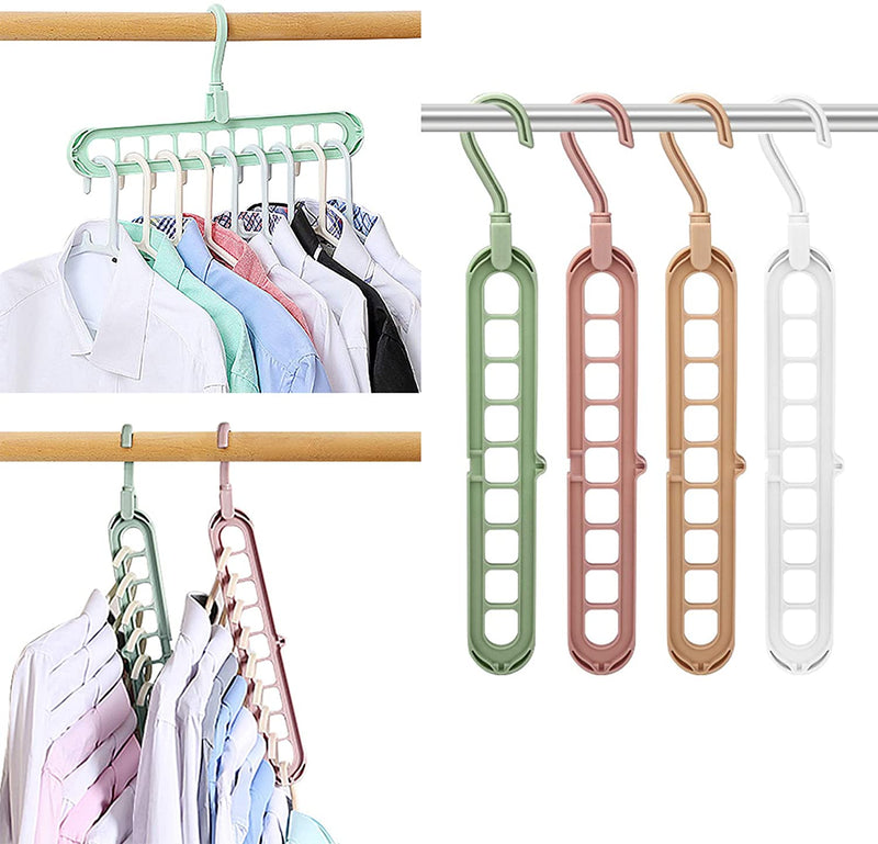 Premium 9 Hole Rotatable Hanger for Closet – Space Saving Clothes Organizer – Multi-Layer Wardrobe Hanger for Daily Use