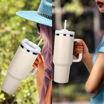 40oz Insulated Stainless Steel Tumbler with Straw – Leakproof Thermal Travel Mug for Hot & Cold Drinks