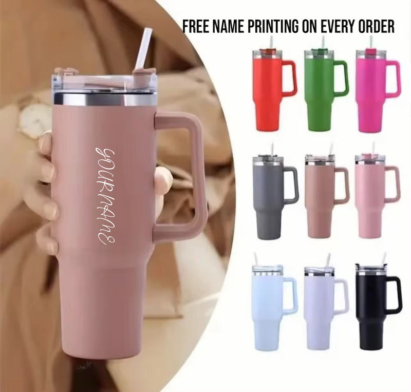 40oz Insulated Stainless Steel Tumbler with Straw – Leakproof Thermal Travel Mug for Hot & Cold Drinks